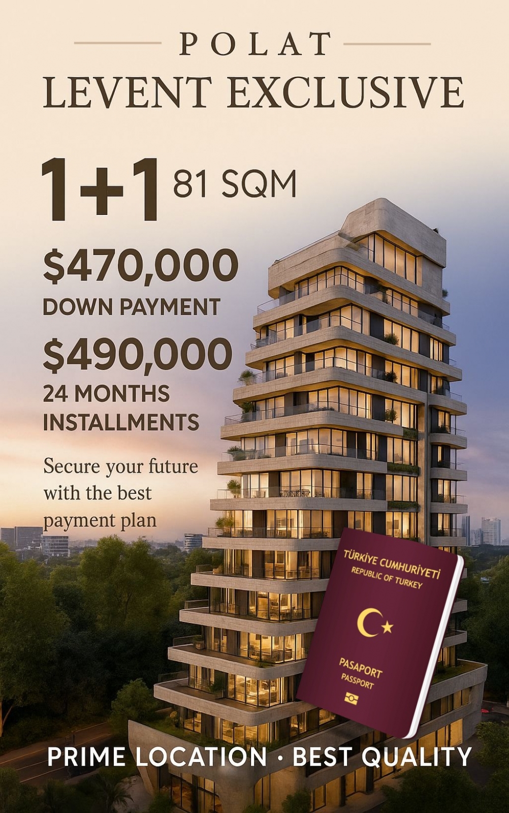 Levent Exclusive, İstanbul’un finans merkezinde lüks yaşam ve yüksek yatırım fırsatları sunuyor. Arap yatırımcılar için prestijli bir proje.